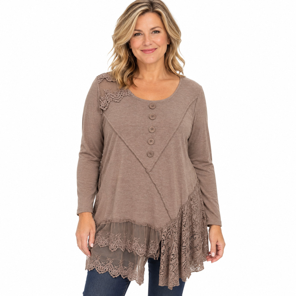 Pretty Angel Boho Fairy Cottagecore Lace Knit Long Sleeve Top Shirt Lagenlook L